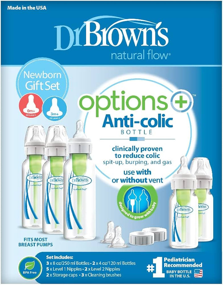DR BROWN'S OPTIONS+ ANTI COLIC NARROW NECK NEWBORN BOTTLE FEEDING SET