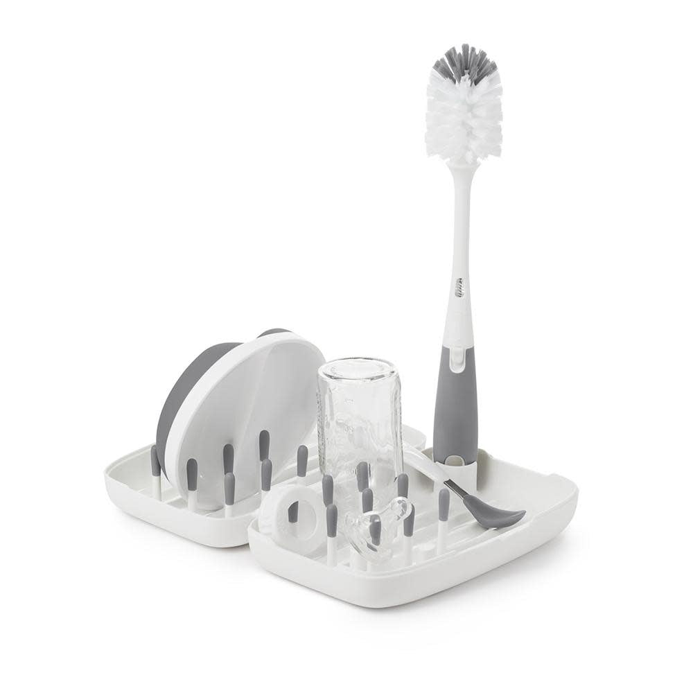 OXO TOT ON THE GO DRYING RACK & BOTTLE BRUSH GREY