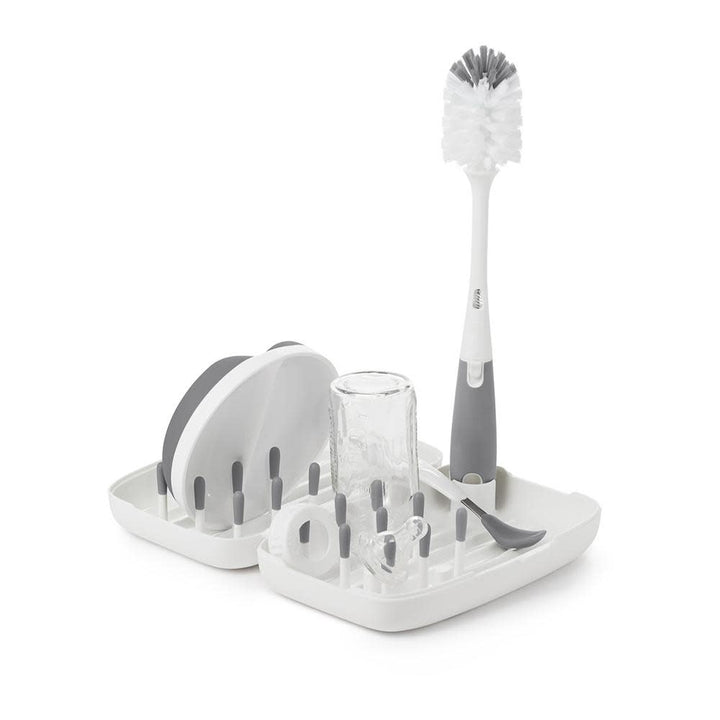 OXO TOT ON THE GO DRYING RACK & BOTTLE BRUSH GREY