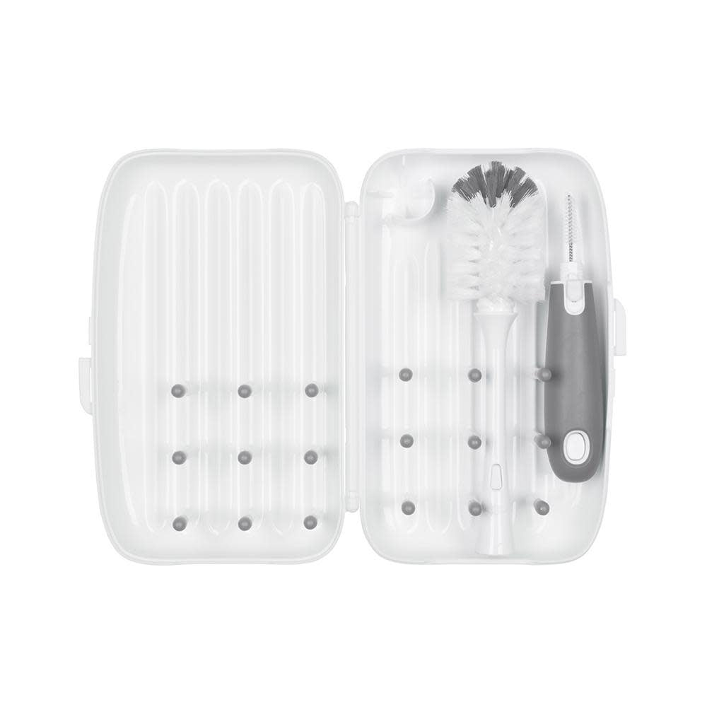 OXO TOT ON THE GO DRYING RACK & BOTTLE BRUSH GREY