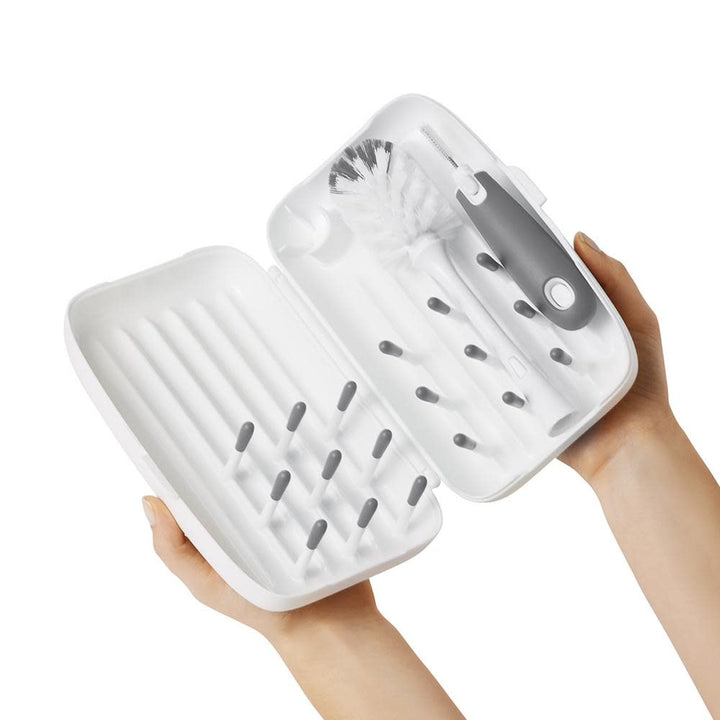 OXO TOT ON THE GO DRYING RACK & BOTTLE BRUSH GREY