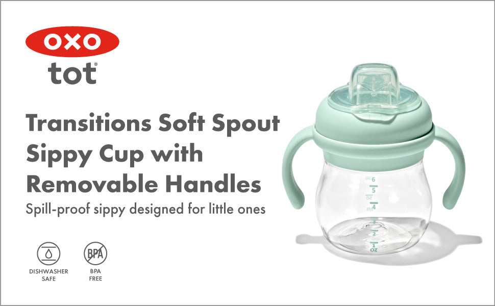 OXO Tot Transitions Soft Spout Sippy Cup With Removable Handles 6oz - Opal