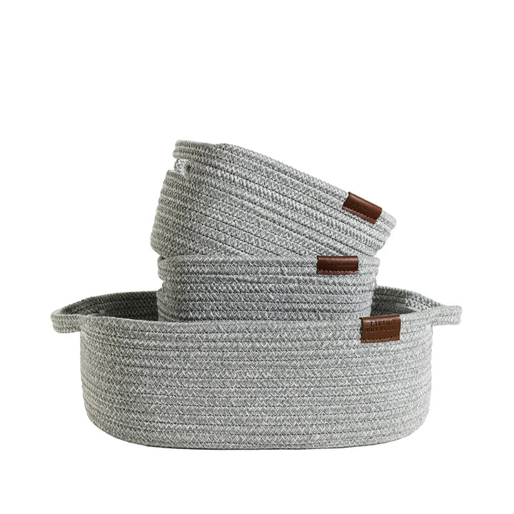 Living Textiles 3 Pc Cotton Rope Storage Set- Sage
