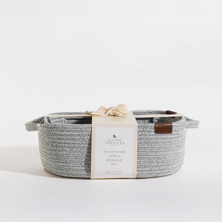 Living Textiles 3 Pc Cotton Rope Storage Set- Sage