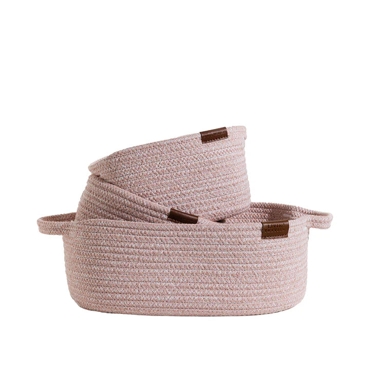 Living Textiles 3 Pc Cotton Rope Storage Set - Pink