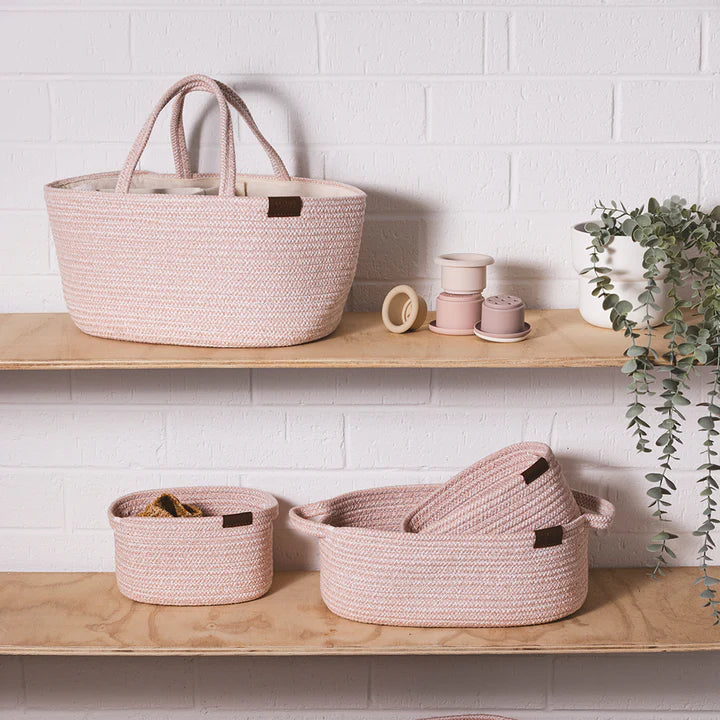 Living Textiles 3 Pc Cotton Rope Storage Set - Pink