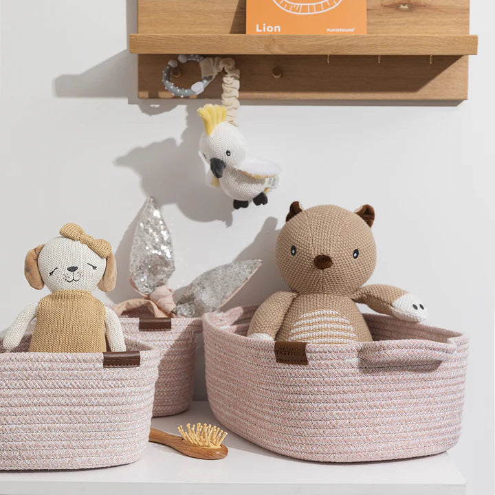 Living Textiles 3 Pc Cotton Rope Storage Set - Pink