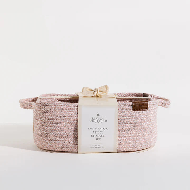 Living Textiles 3 Pc Cotton Rope Storage Set - Pink