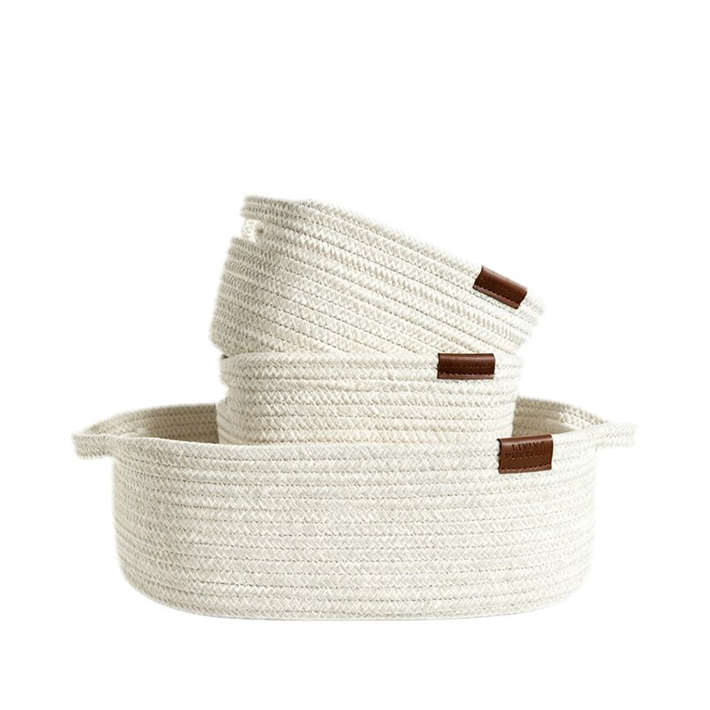 Living Textiles 3 Pc Cotton Rope Storage Set- Cream