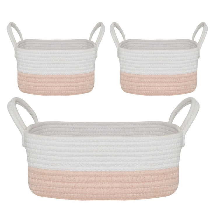Living Textiles 3PC STORAGE SET BLUSH/WHITE