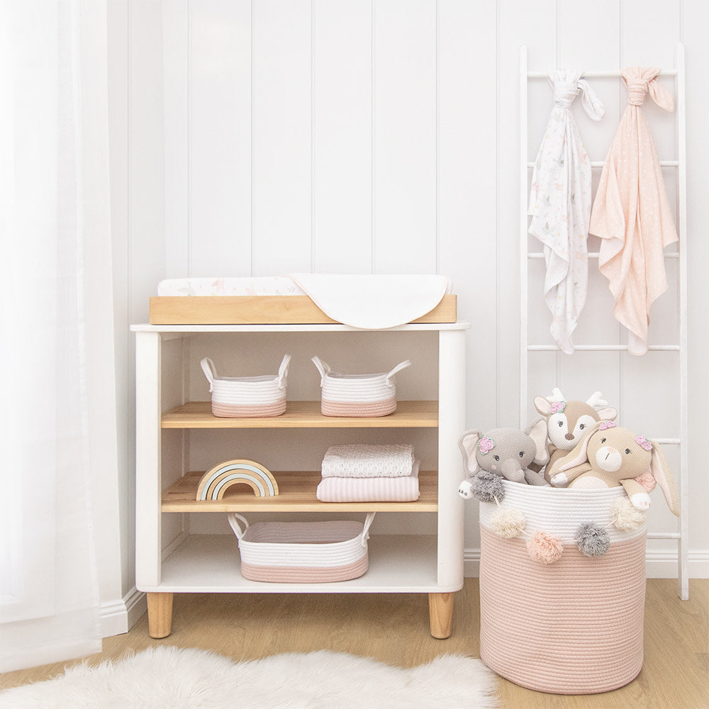 Living Textiles 3PC STORAGE SET BLUSH/WHITE
