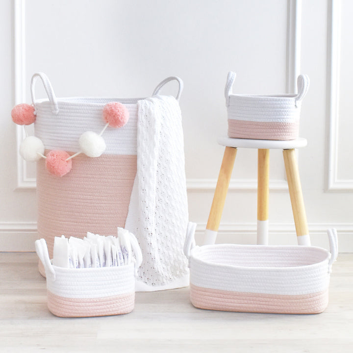 Living Textiles 3PC STORAGE SET BLUSH/WHITE