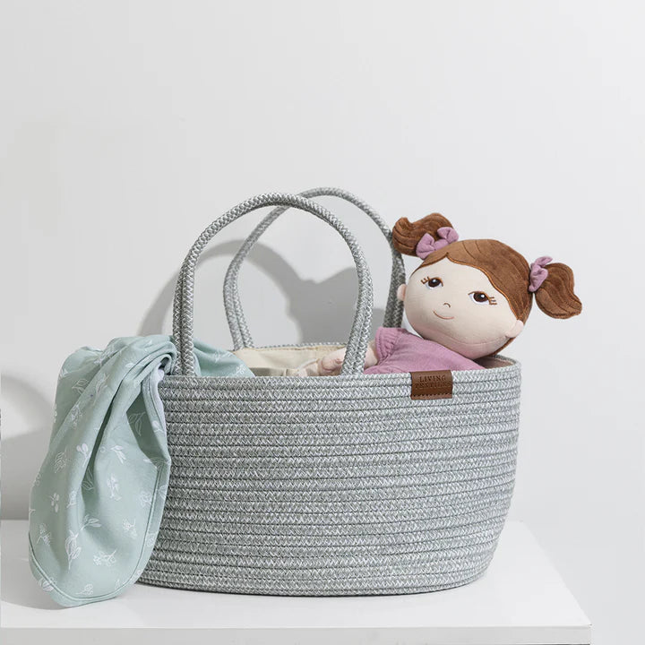 Living Textiles Cotton Rope Storage Caddy with Divider - Sage