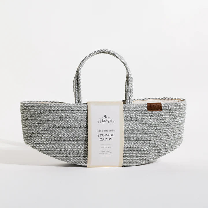 Living Textiles Cotton Rope Storage Caddy with Divider - Sage