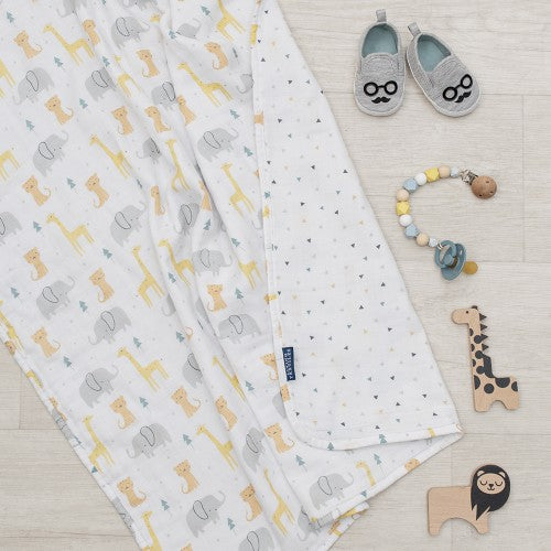 3ply Muslin Pram Blanket - Animal Parade