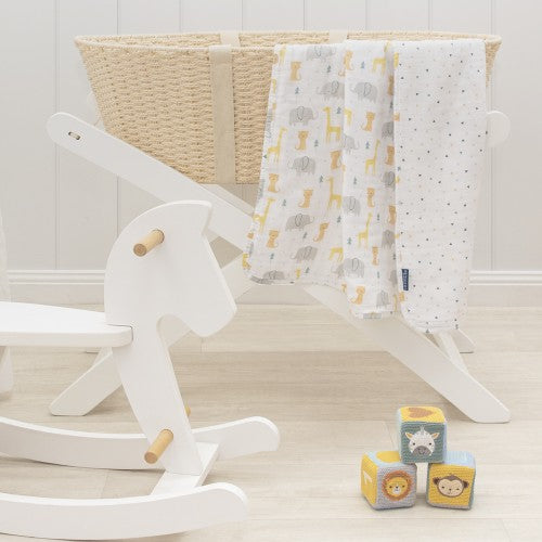 3ply Muslin Pram Blanket - Animal Parade