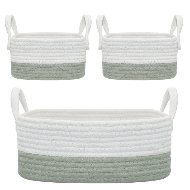 Living Textiles 3pc Storage Set - Sage/White