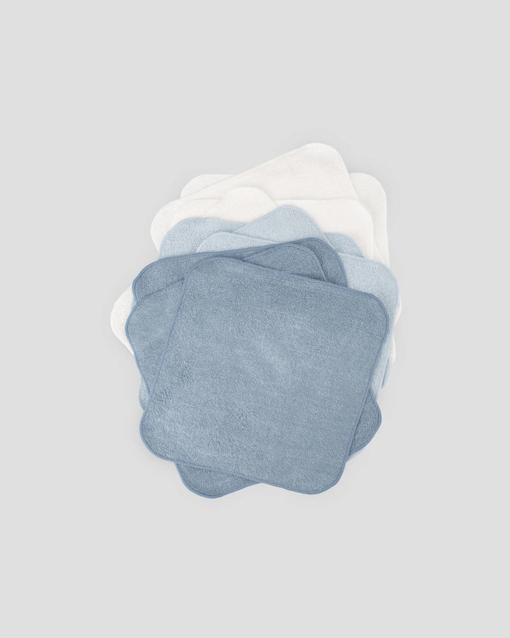 Little Bamboo Baby Towelling Washers 10PK - Retro Blue