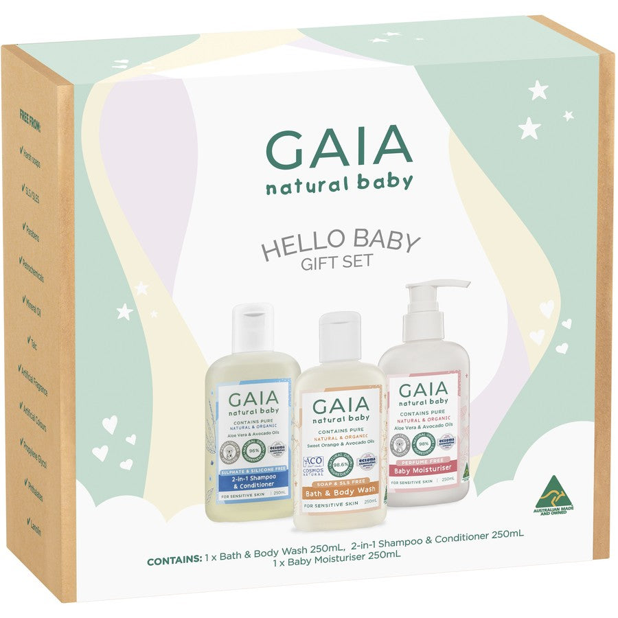 GAIA Natural Baby Hello Baby Gift Set 3pk