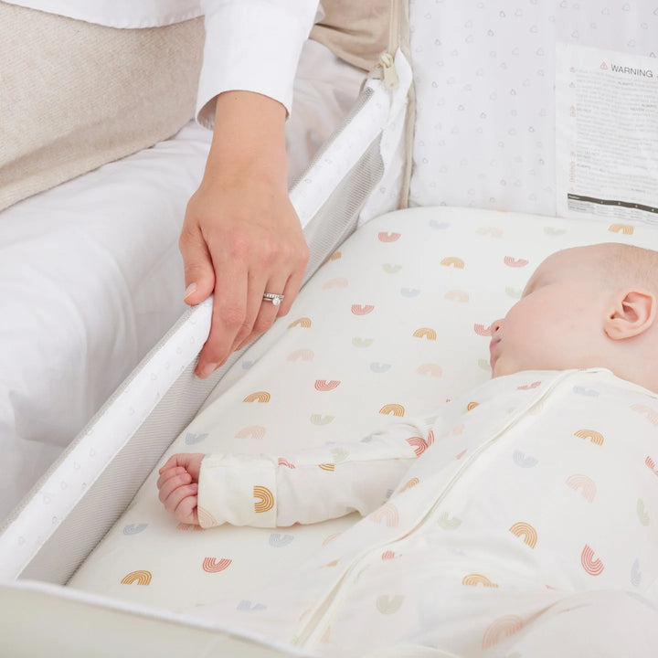 iL Tutto CoZee Breeze Plus Co-Sleeping Bassinet with Rocking Legs in Scandi Walnut and Ecru