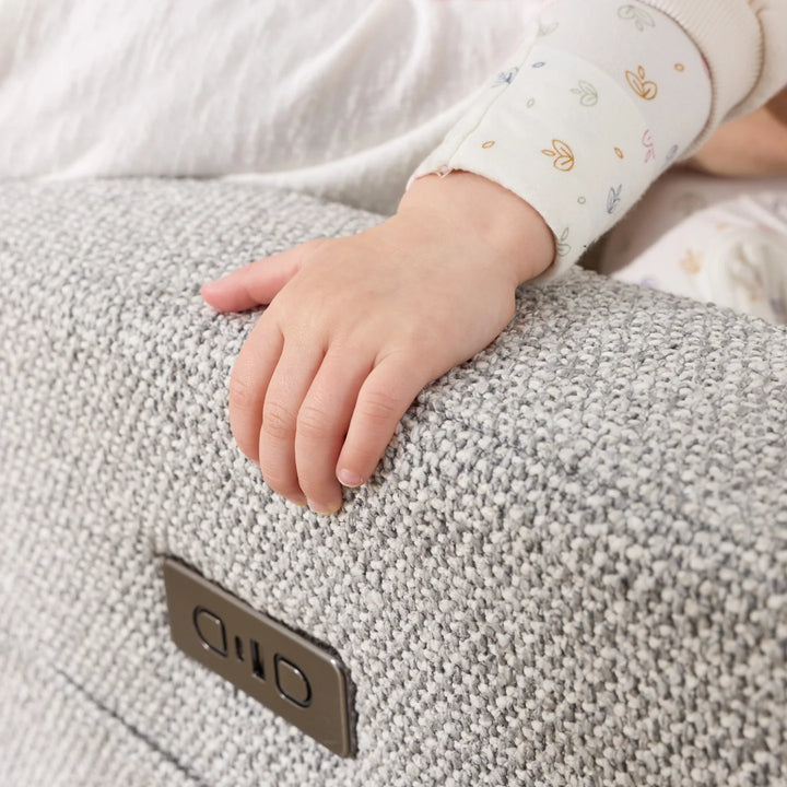 Il Tutto Frankie Electric Recliner Glider Nursery Chair in Grey Speckle Soft Tweed