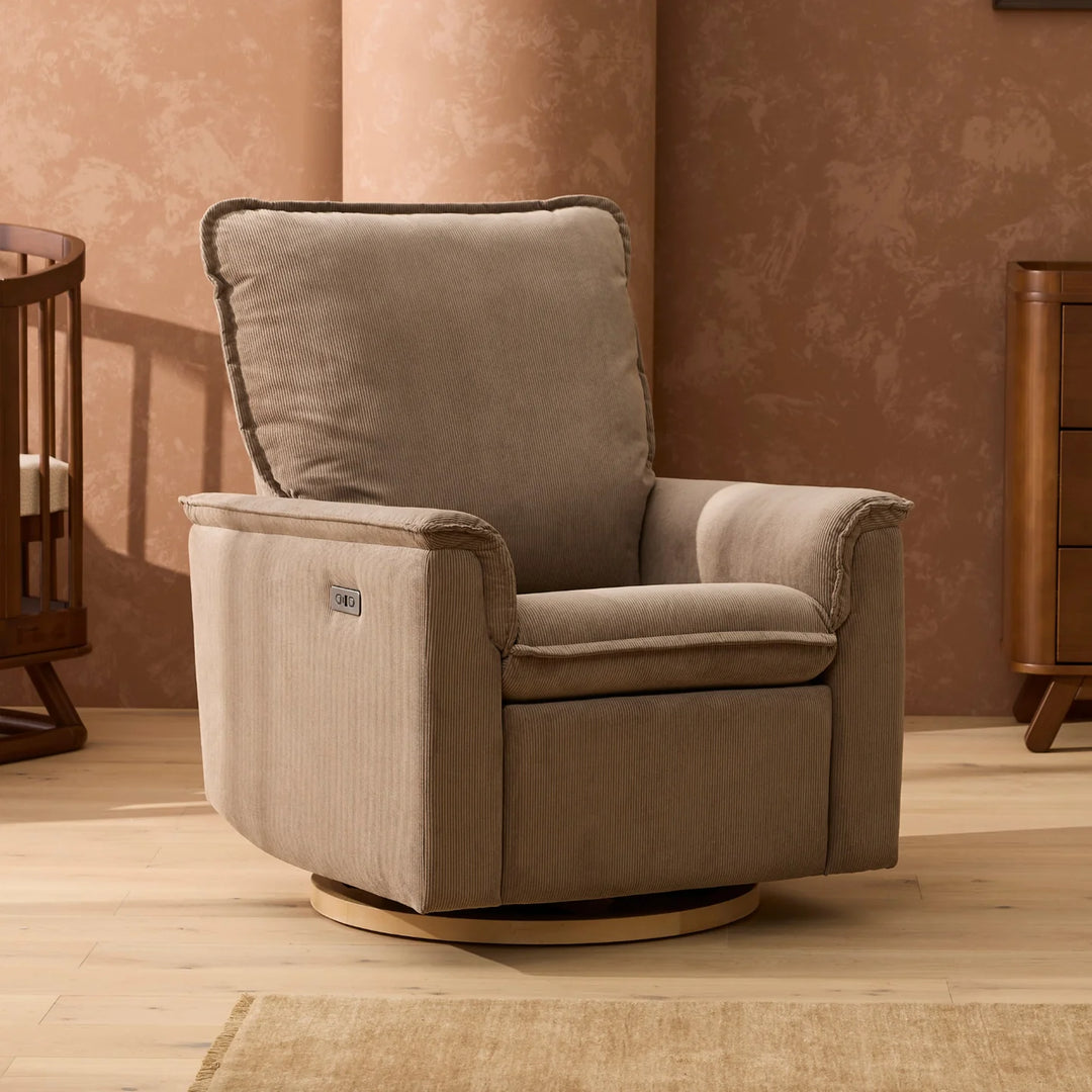 Il Tutto Louie Electric Recliner Glider Nursery Chair in Mocha Corduroy