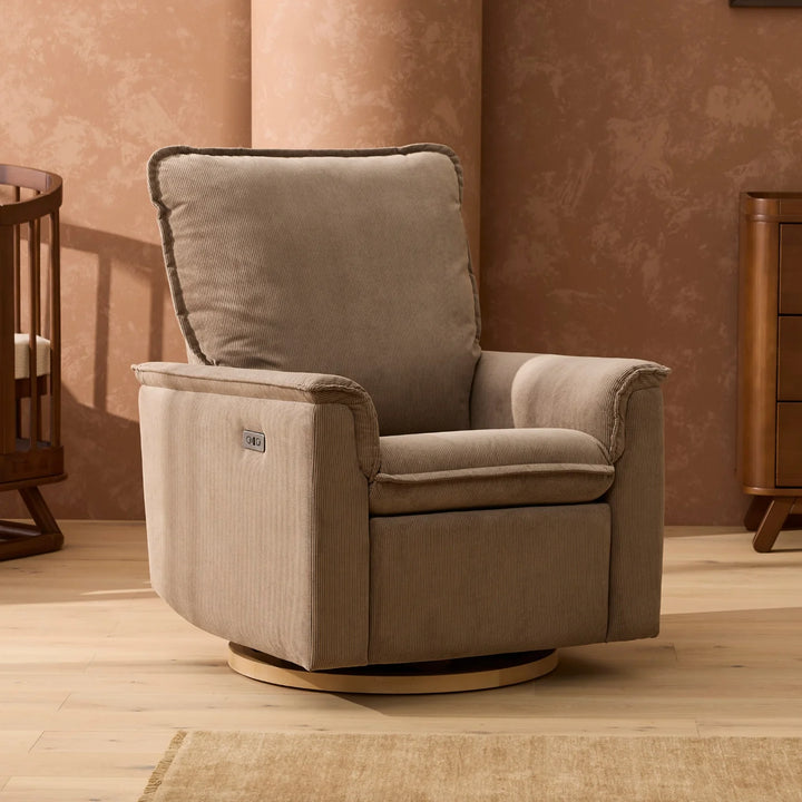 Il Tutto Louie Electric Recliner Glider Nursery Chair in Mocha Corduroy