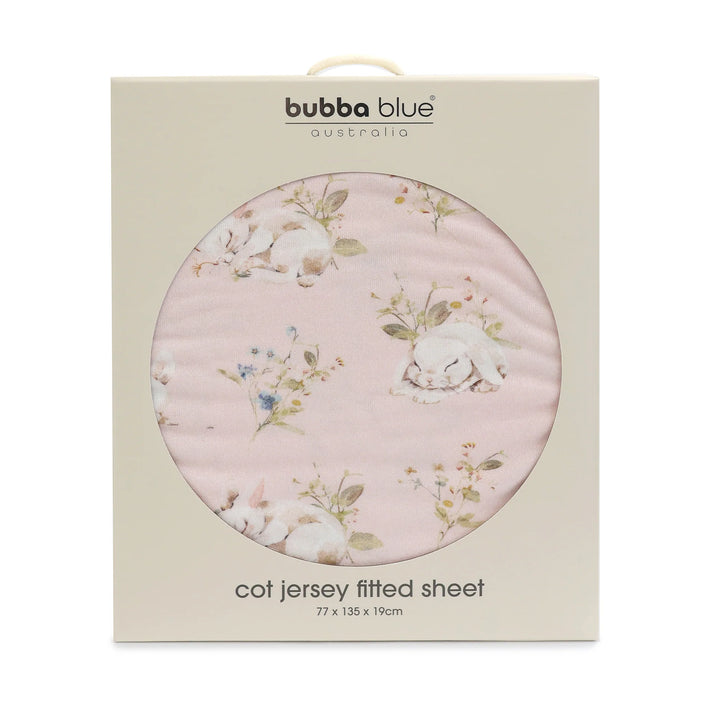 Bubba Blue Sleeping Bunny Jersey Cot Fitted Sheet