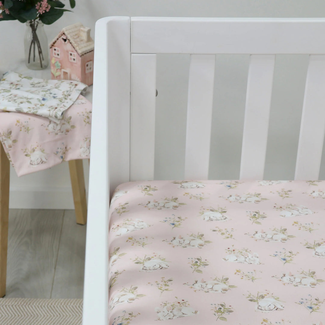 Bubba Blue Sleeping Bunny Jersey Cot Fitted Sheet