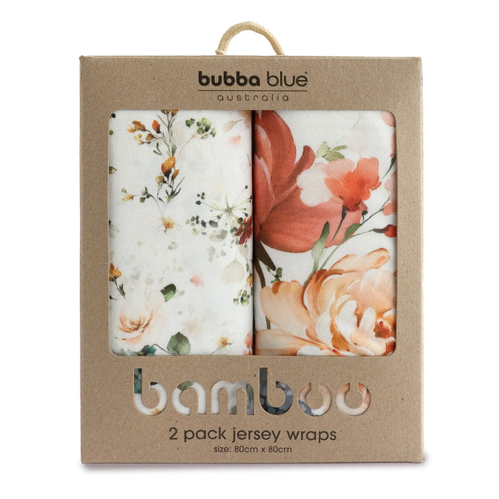 Bubba Blue Peonies Bamboo 2pk Jersey Wraps