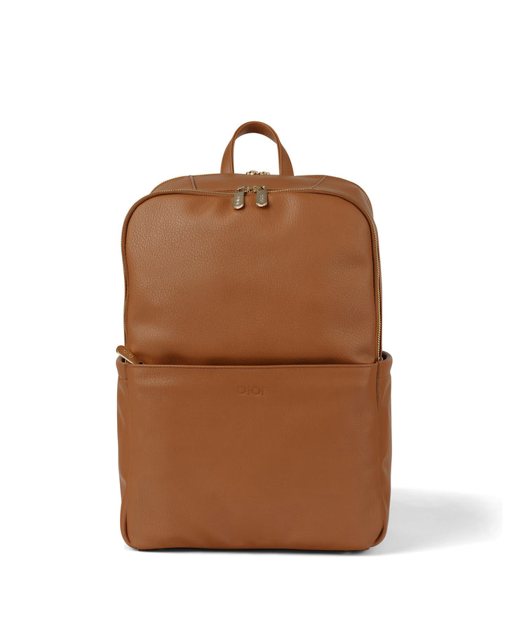 OiOi Multitasker Nappy Backpack - Chestnut Brown Vegan Leather