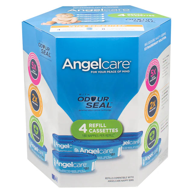 AngelCare Nappy Disposal System, Refill Cassettes(4 pack) (AC9004)