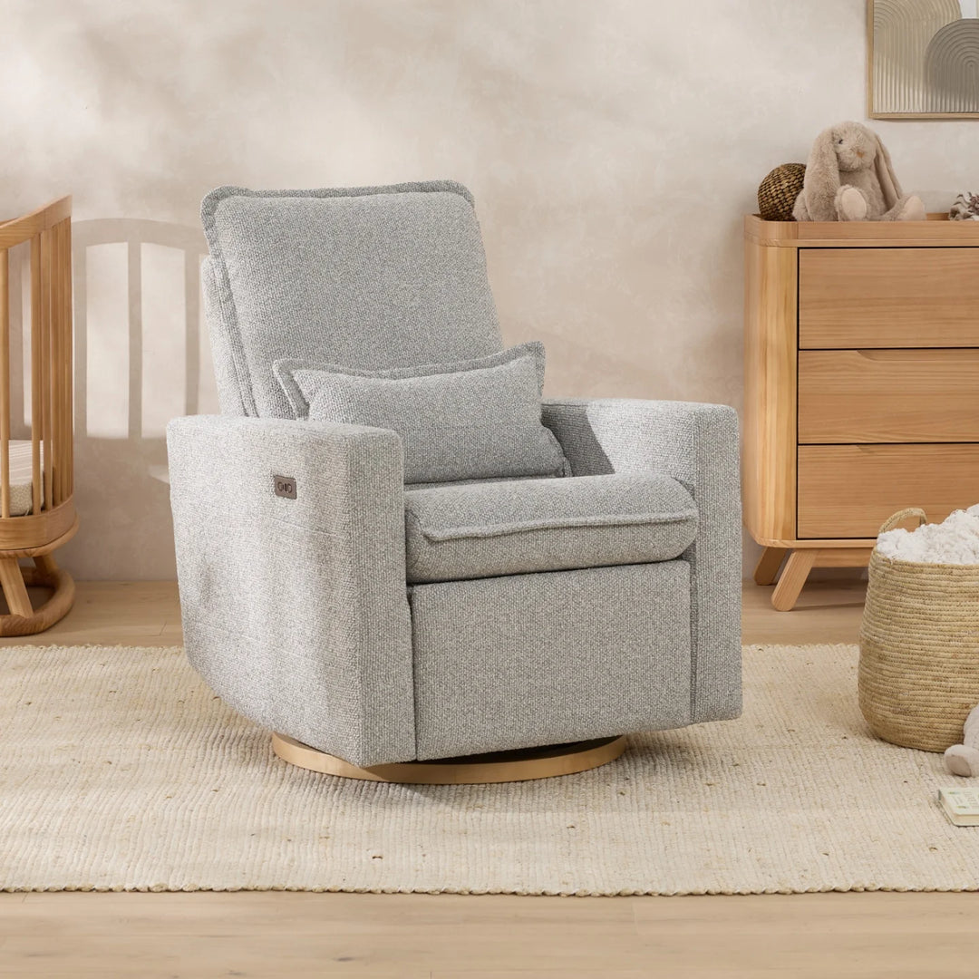 Il Tutto Frankie Electric Recliner Glider Nursery Chair in Grey Speckle Soft Tweed