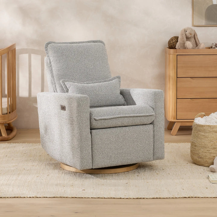 Il Tutto Frankie Electric Recliner Glider Nursery Chair in Grey Speckle Soft Tweed