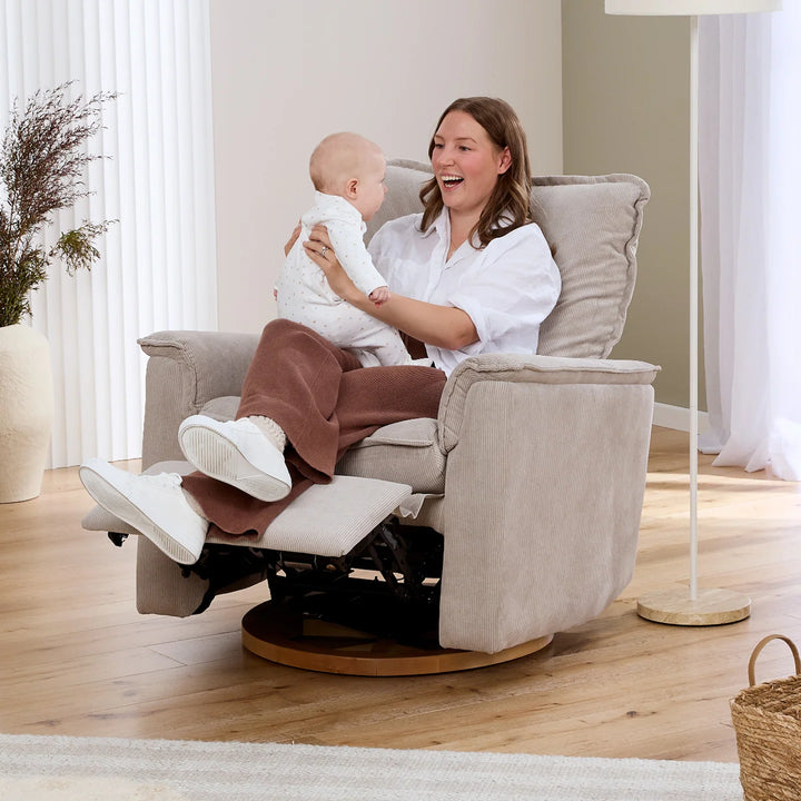 Il Tutto Louie Electric Recliner Glider Nursery Chair in Taupe Corduroy