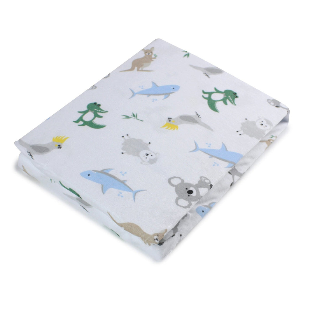 Aussie Animals Jersey Cot Fitted Sheet