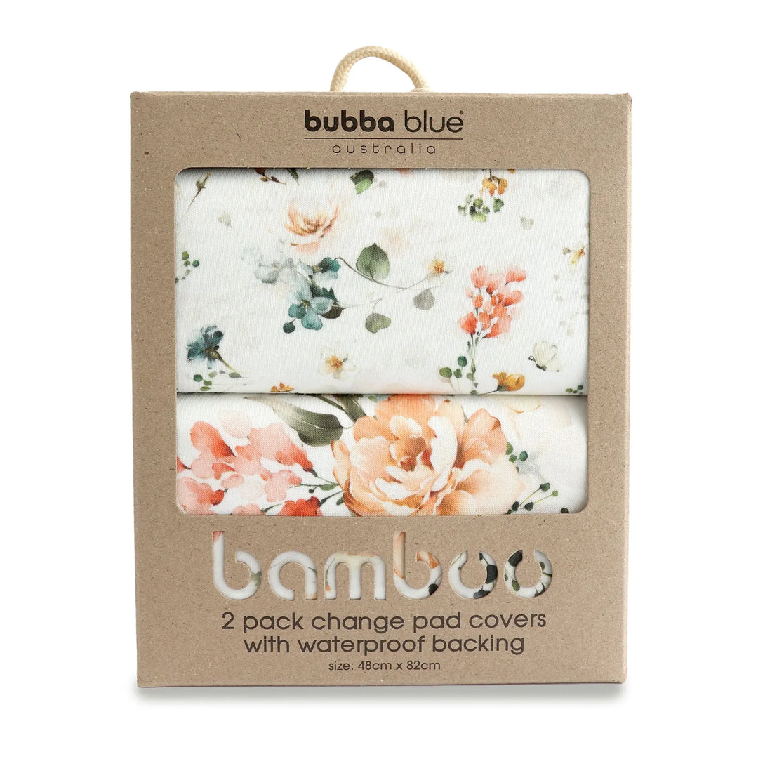 Bubba Blue Peonies Bamboo 2pk Waterproof Change Mat Covers