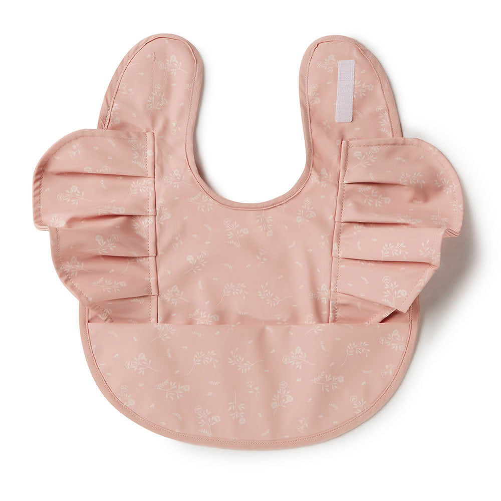 Snuggle Bib Waterproof Dusty Rose Flower Frill