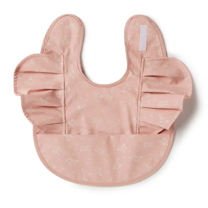 Snuggle Bib Waterproof Dusty Rose Flower Frill