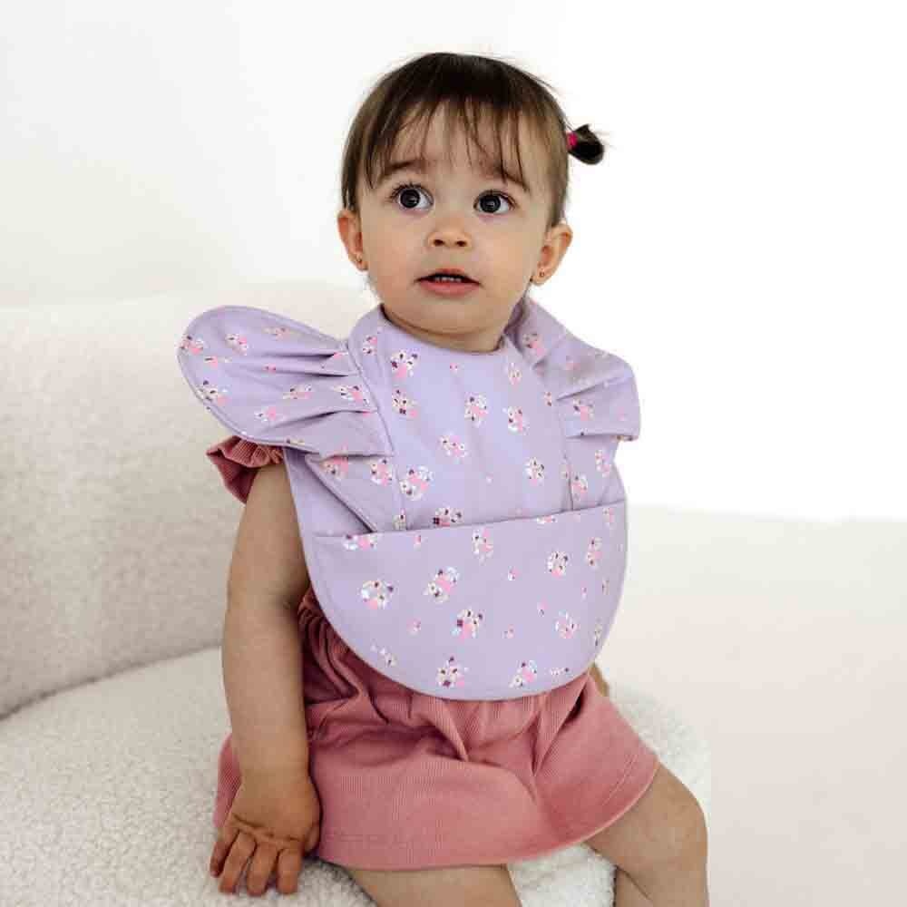 Snuggle Bib Waterproof Lilac Bloom Frill