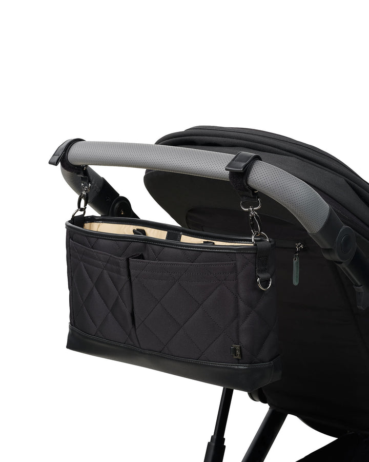 OiOi Signature Pram Caddy - Black Diamond Quilt Nylon
