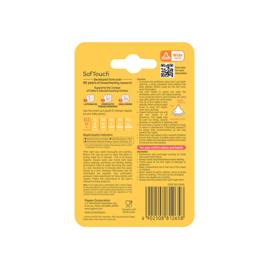 PIGEON SOFTOUCH BPP PERISTALTIC PLUS TEAT SS 1PCS