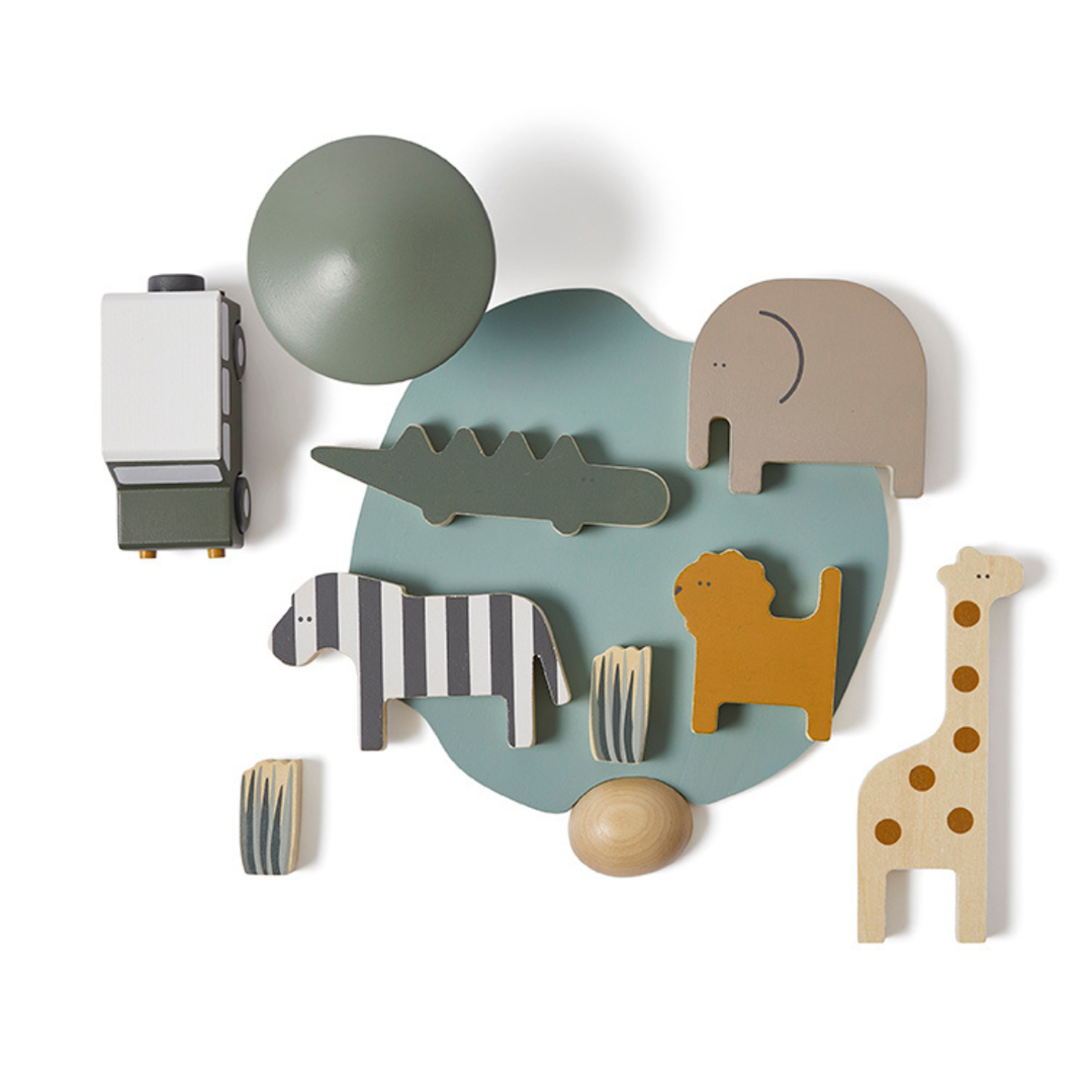 Flexa Wooden Safari Animals and Jeep
