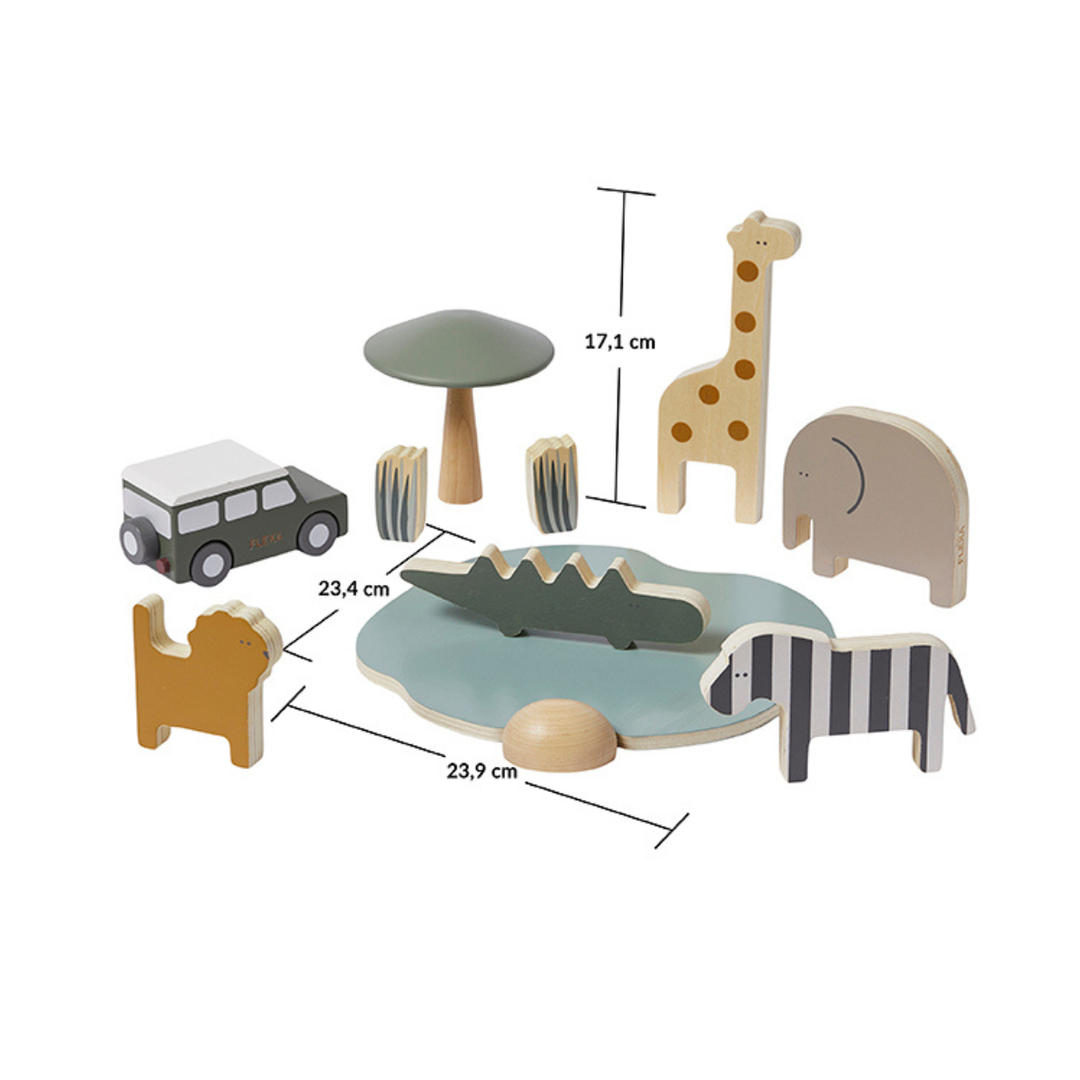 Flexa Wooden Safari Animals and Jeep