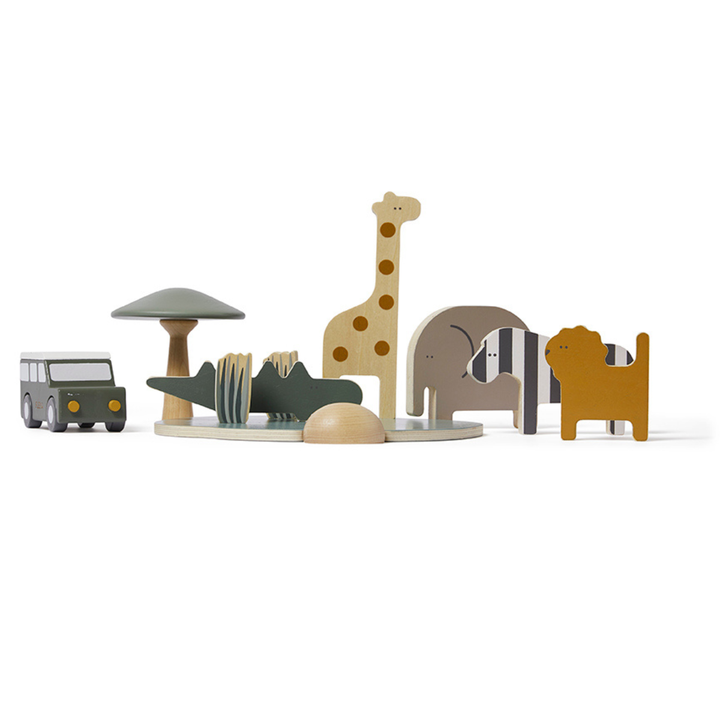Flexa Wooden Safari Animals and Jeep