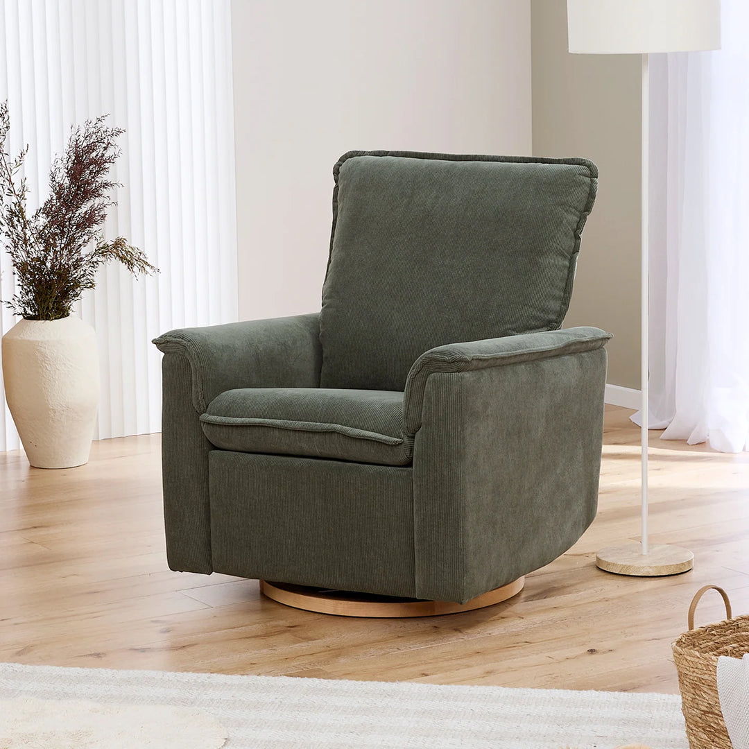 Il Tutto Louie Electric Recliner Glider Nursery Chair in Olive Corduroy