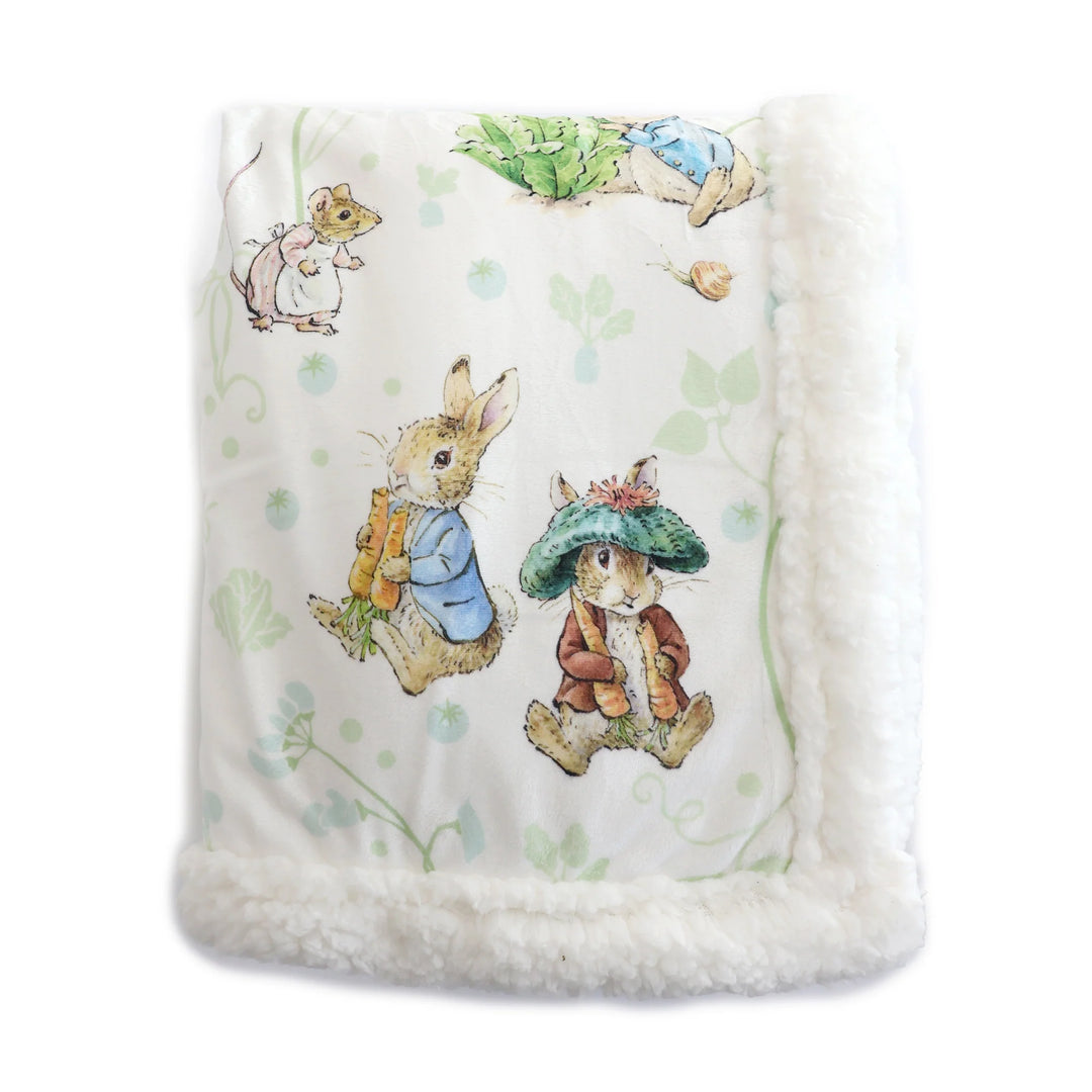 Bubba Blue Peter Rabbit & Benjamin Bunny Fleece Cuddle Blanket