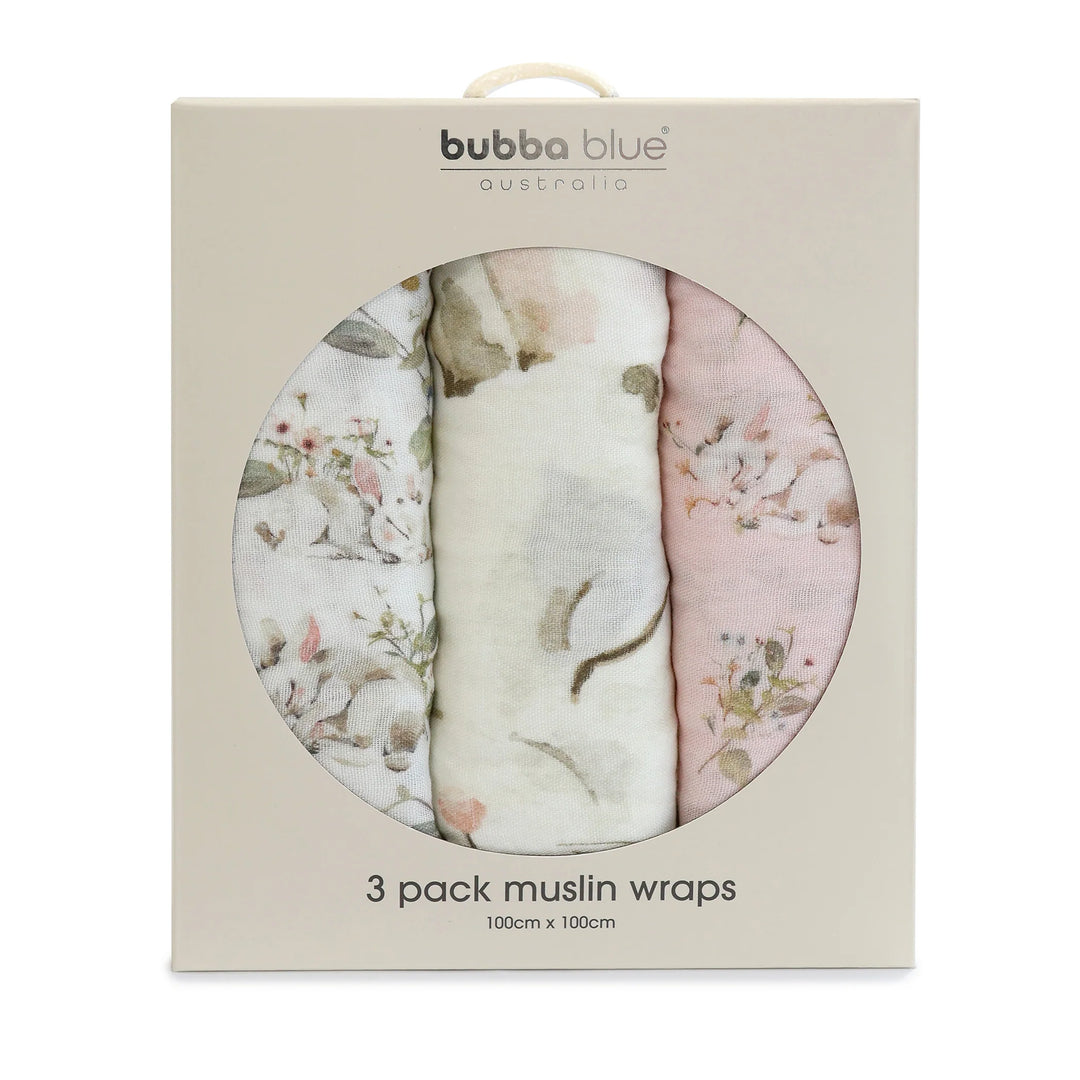 Bubba Blue Sleeping Bunny 3pk Muslin Wrap