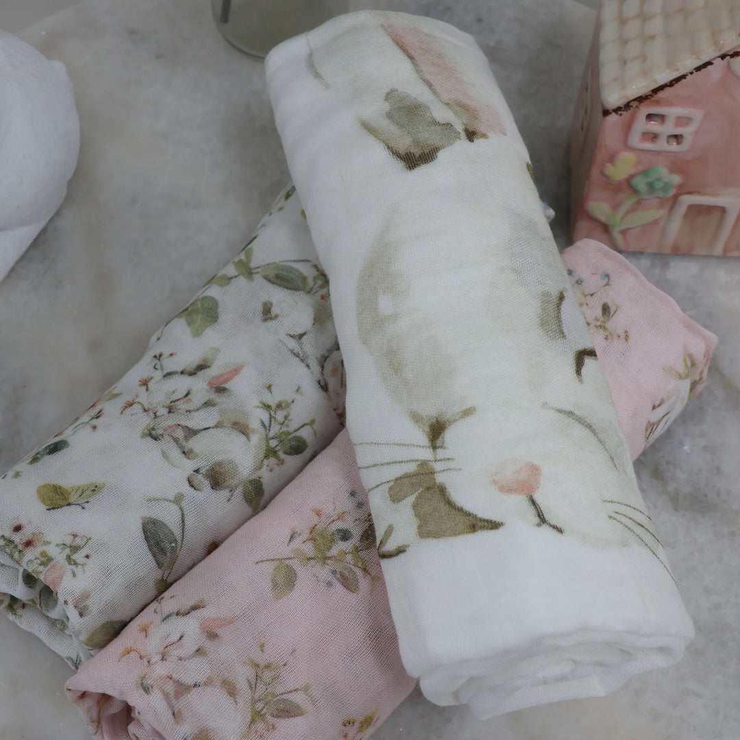 Bubba Blue Sleeping Bunny 3pk Muslin Wrap