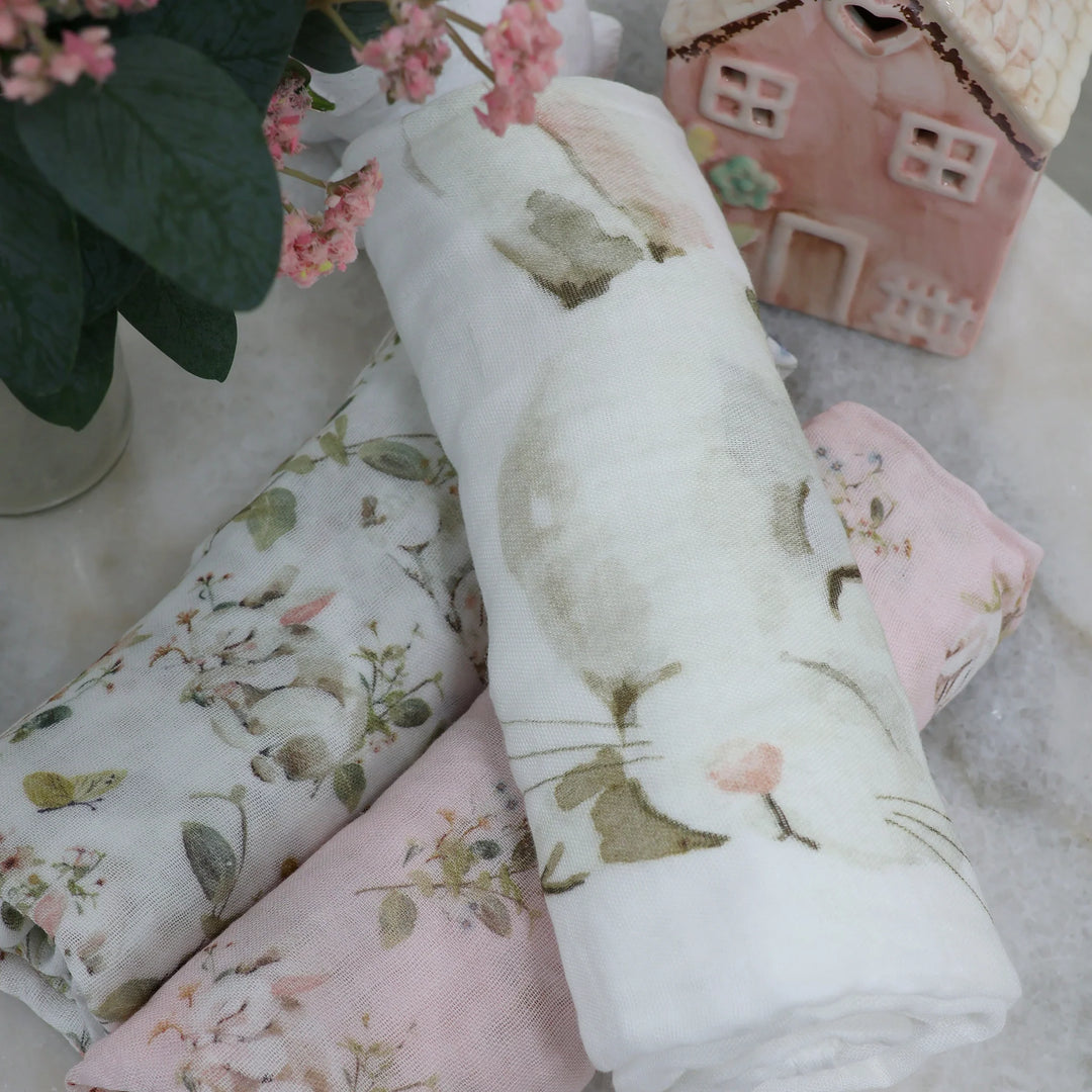 Bubba Blue Sleeping Bunny 3pk Muslin Wrap